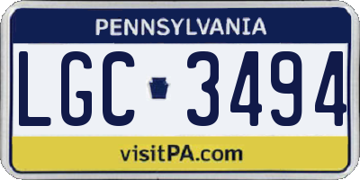 PA license plate LGC3494