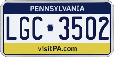 PA license plate LGC3502