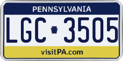 PA license plate LGC3505