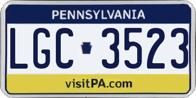 PA license plate LGC3523
