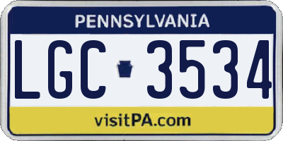 PA license plate LGC3534