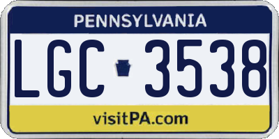 PA license plate LGC3538