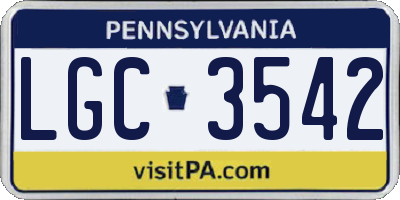 PA license plate LGC3542