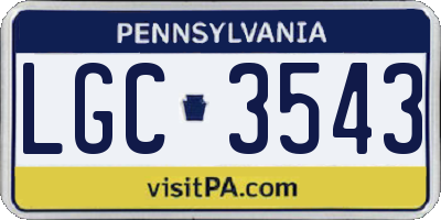 PA license plate LGC3543