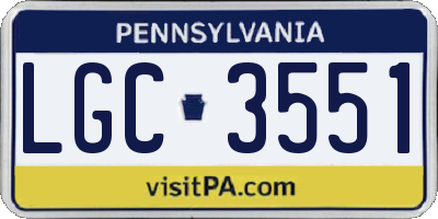 PA license plate LGC3551