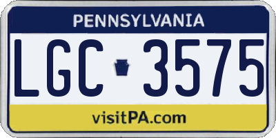 PA license plate LGC3575