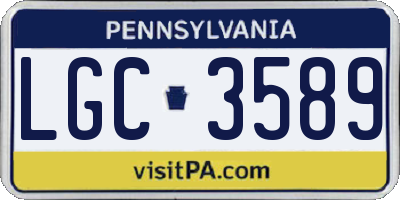 PA license plate LGC3589