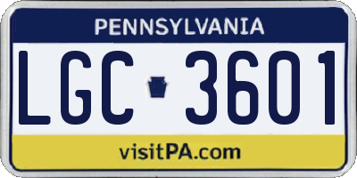 PA license plate LGC3601