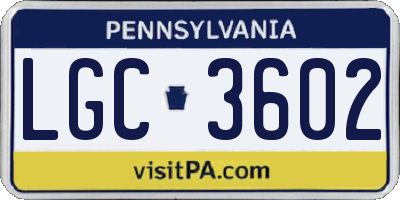 PA license plate LGC3602