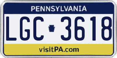 PA license plate LGC3618
