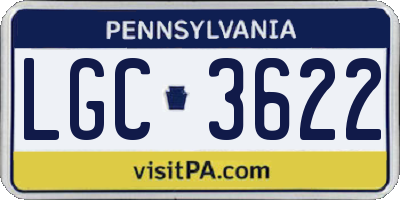 PA license plate LGC3622