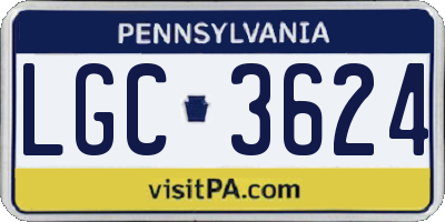 PA license plate LGC3624