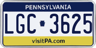 PA license plate LGC3625