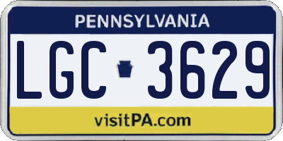 PA license plate LGC3629