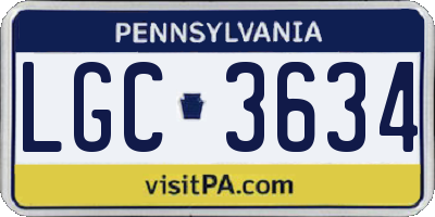 PA license plate LGC3634