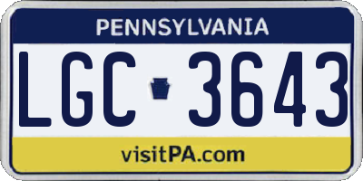 PA license plate LGC3643