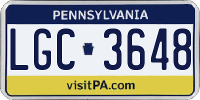 PA license plate LGC3648