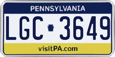 PA license plate LGC3649