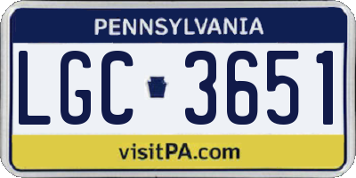 PA license plate LGC3651