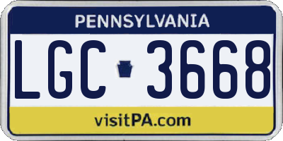PA license plate LGC3668