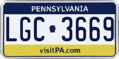 PA license plate LGC3669