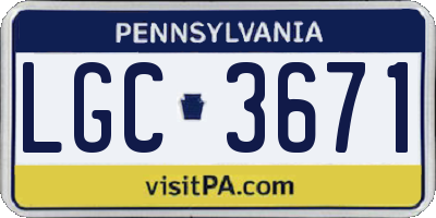 PA license plate LGC3671
