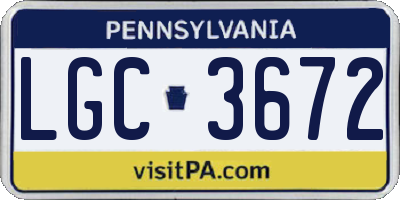 PA license plate LGC3672