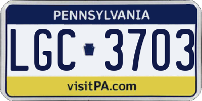 PA license plate LGC3703