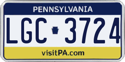 PA license plate LGC3724