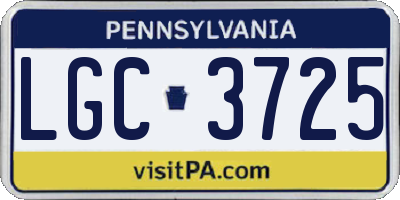 PA license plate LGC3725