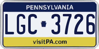 PA license plate LGC3726