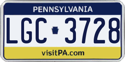 PA license plate LGC3728