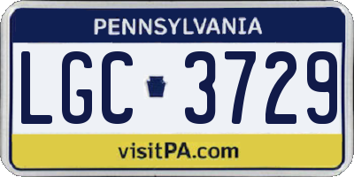 PA license plate LGC3729