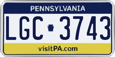 PA license plate LGC3743