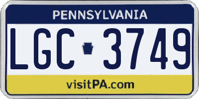 PA license plate LGC3749