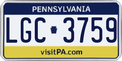 PA license plate LGC3759