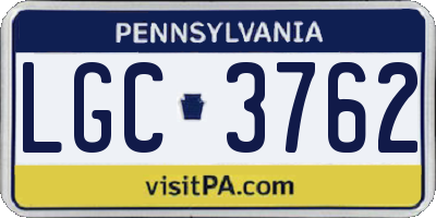 PA license plate LGC3762