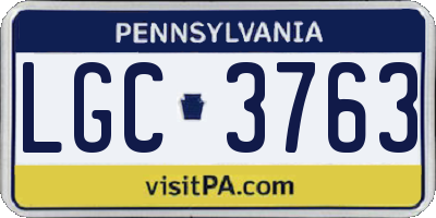 PA license plate LGC3763