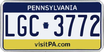 PA license plate LGC3772