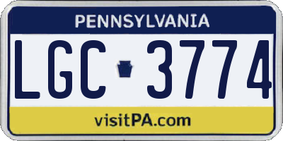 PA license plate LGC3774