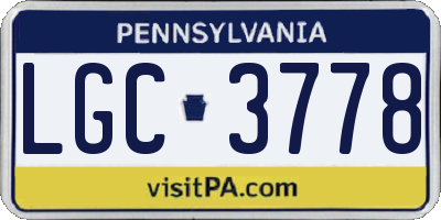 PA license plate LGC3778