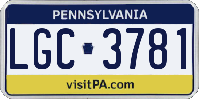 PA license plate LGC3781