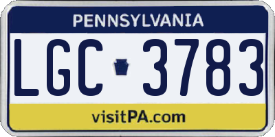 PA license plate LGC3783