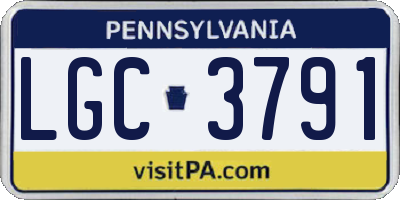 PA license plate LGC3791