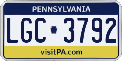 PA license plate LGC3792