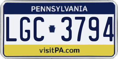 PA license plate LGC3794