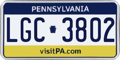 PA license plate LGC3802