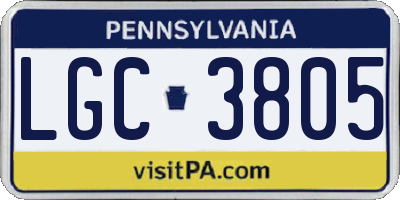 PA license plate LGC3805
