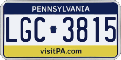 PA license plate LGC3815