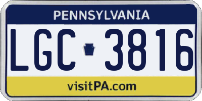 PA license plate LGC3816